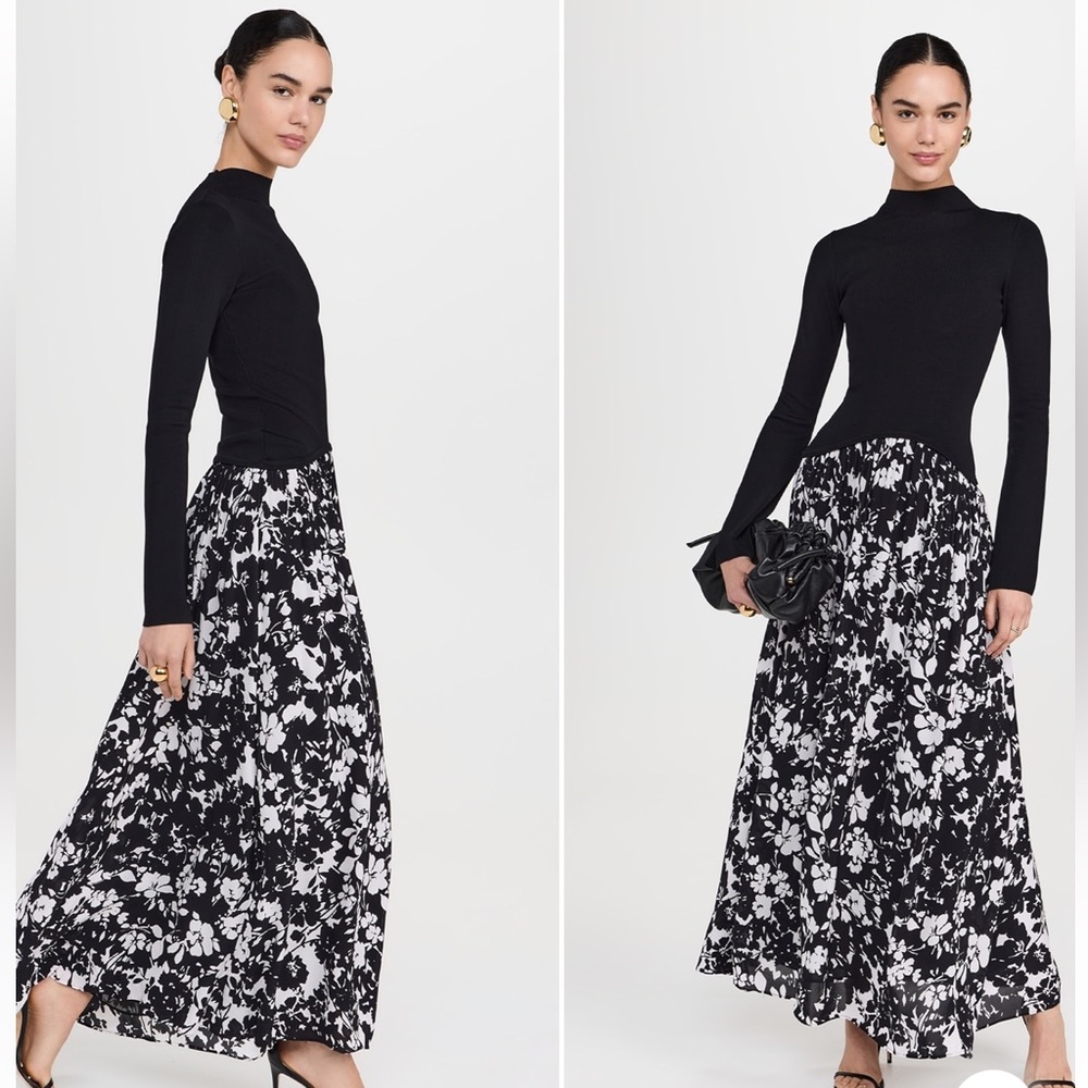 Solid & Striped Soglio Maxi Dress Size Large NWT Floral Sofia Richie Ribbed